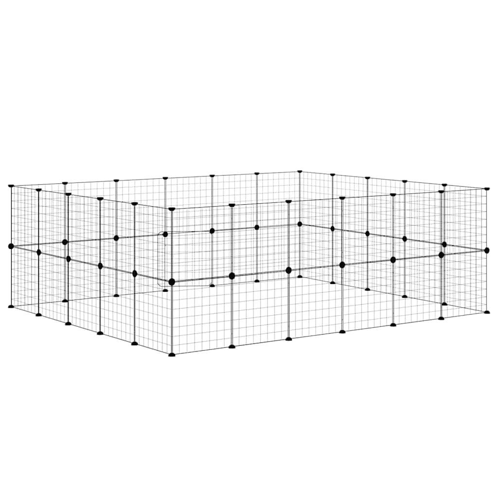 44-Panel Pet Cage with Door Black 210x175x70 cm Steel