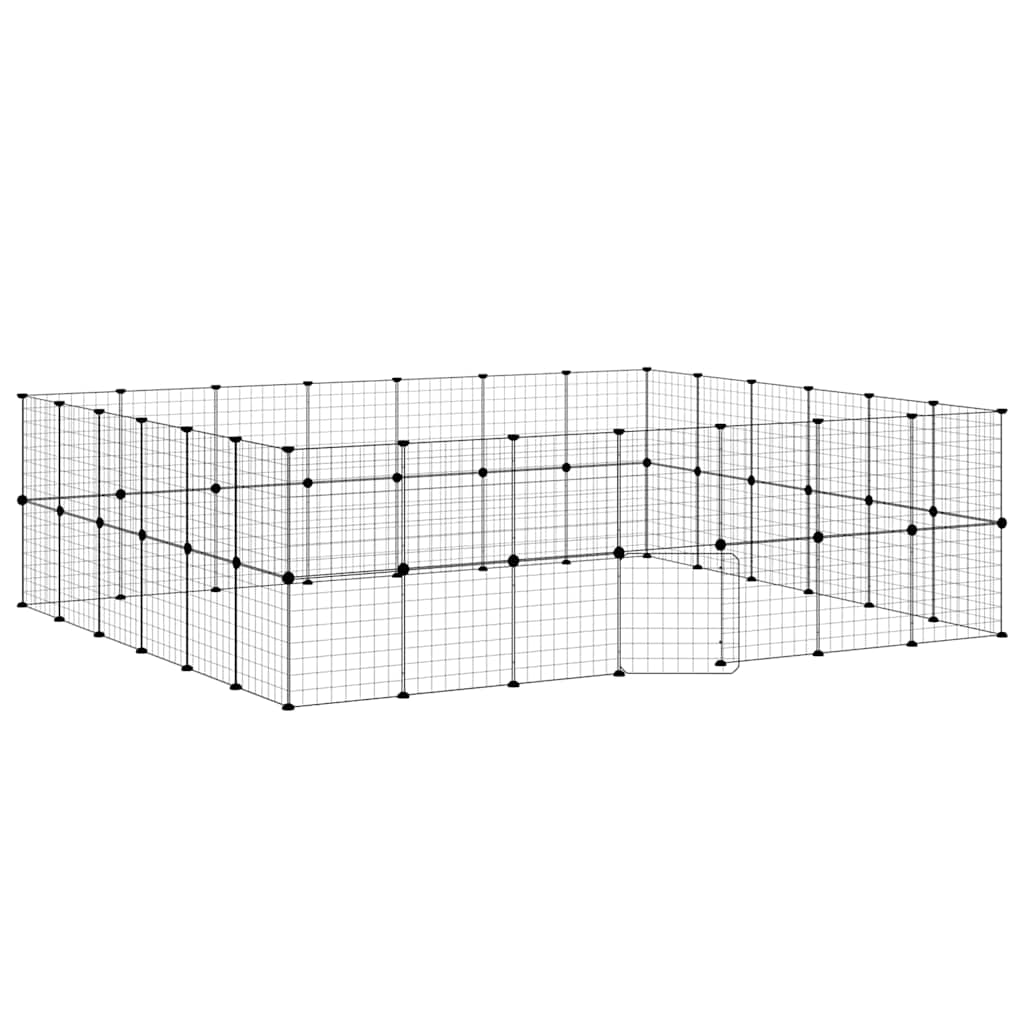 52-Panel Pet Cage with Door Black 245x210x70 cm Steel