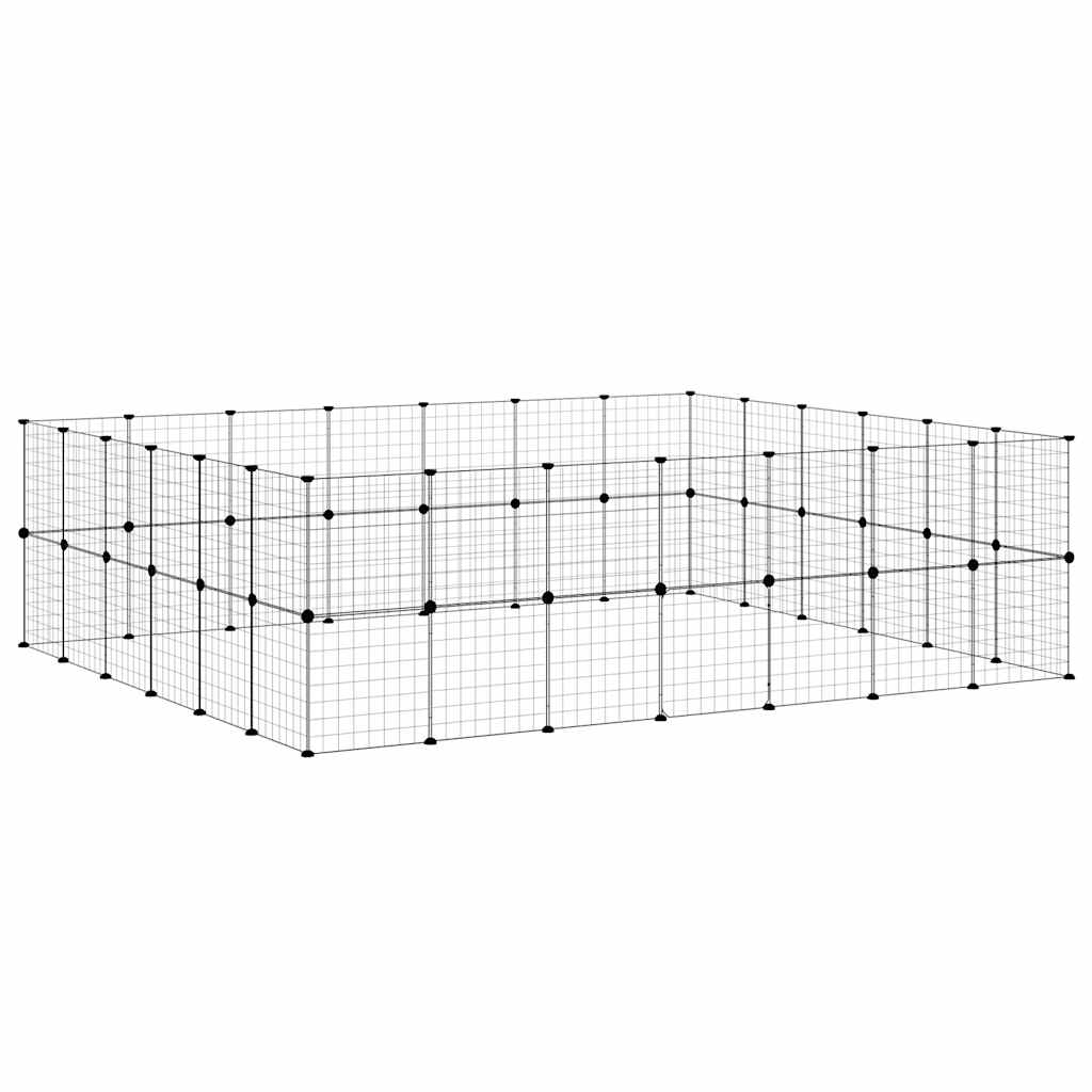 52-Panel Pet Cage with Door Black 245x210x70 cm Steel