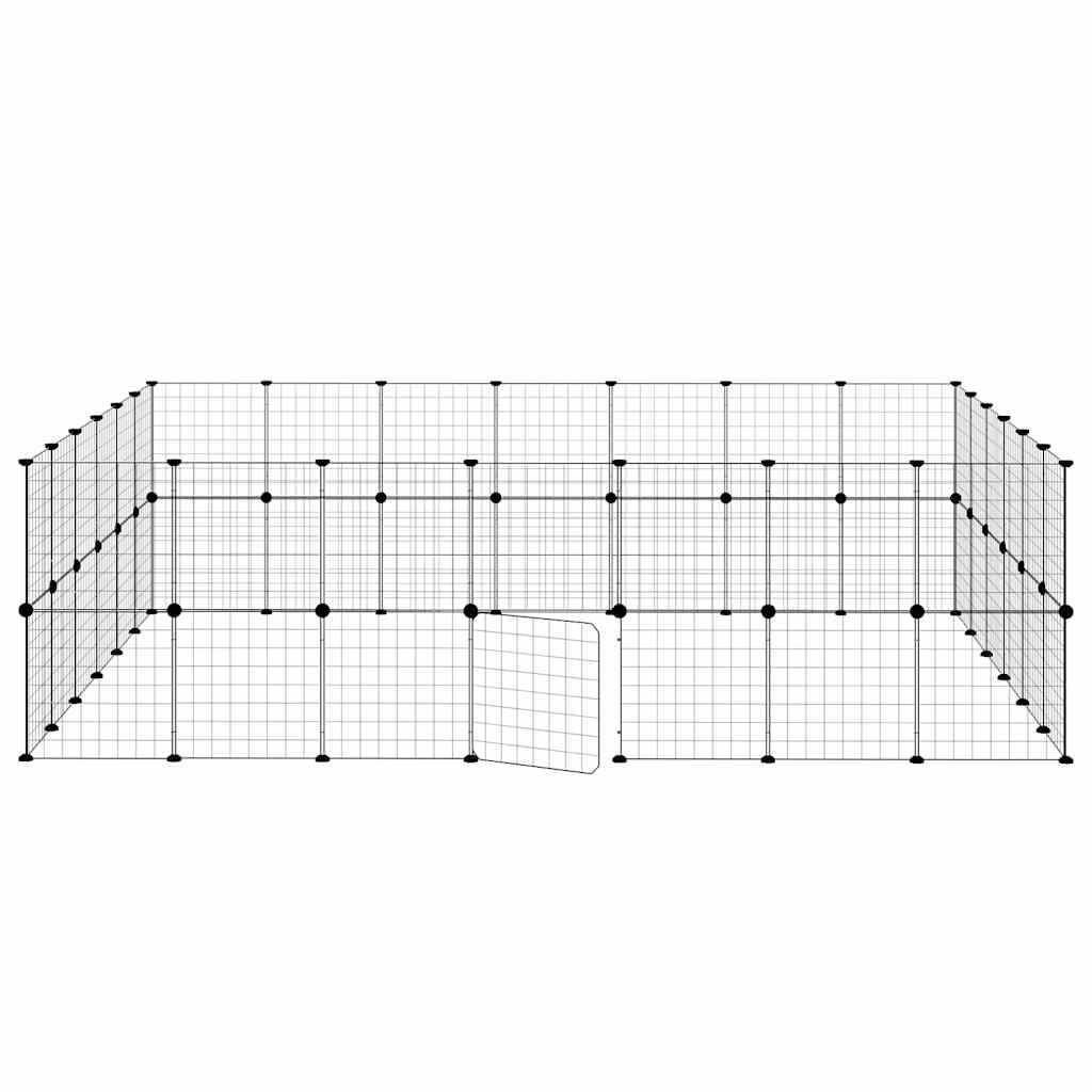 52-Panel Pet Cage with Door Black 245x210x70 cm Steel