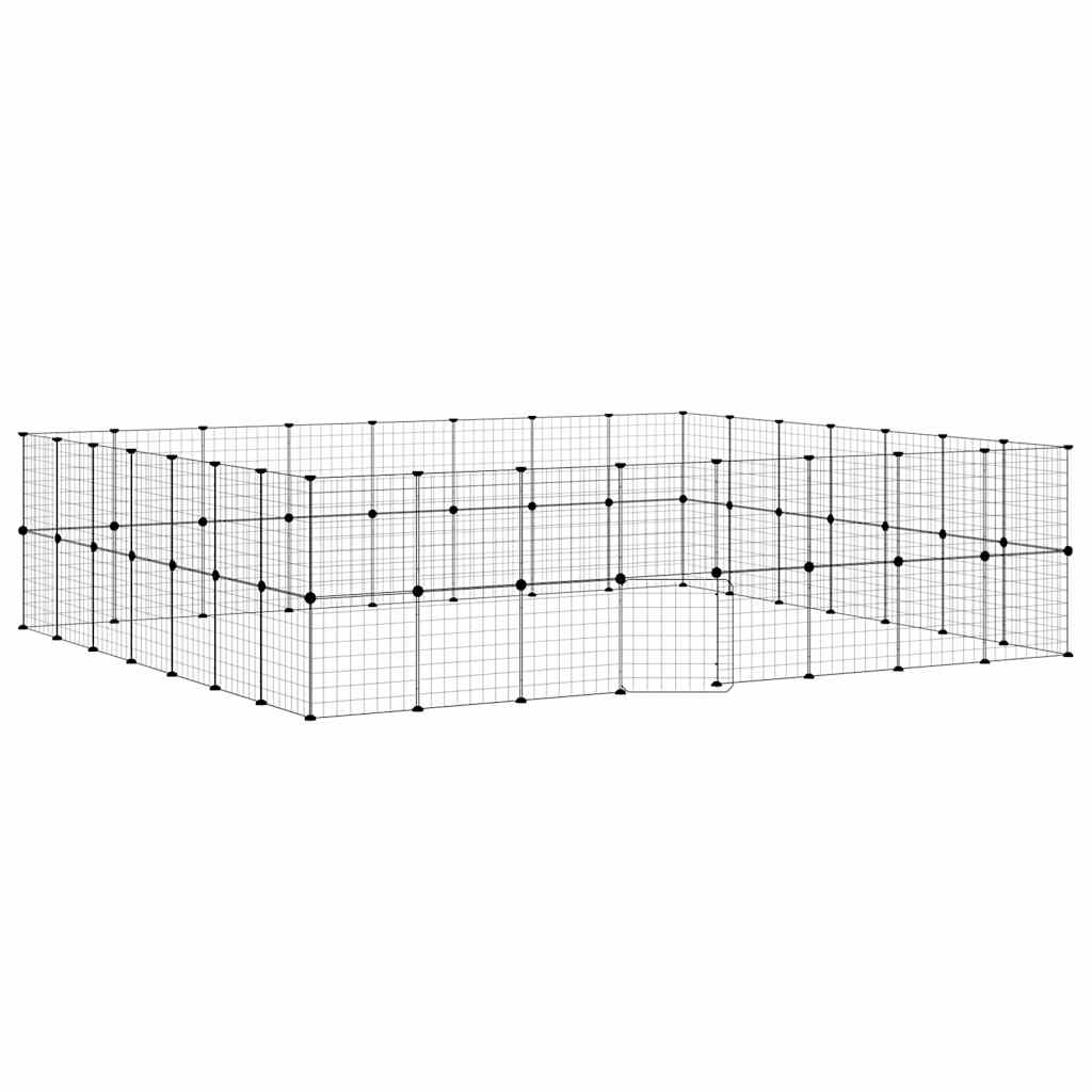 60-Panel Pet Cage with Door Black 280x245x70 cm Steel