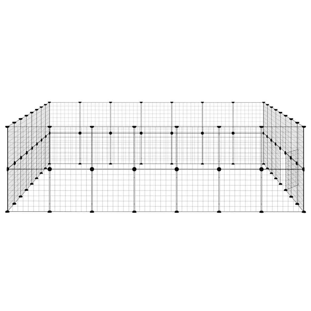 60-Panel Pet Cage with Door Black 280x245x70 cm Steel