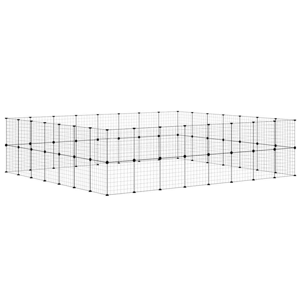 60-Panel Pet Cage with Door Black 280x245x70 cm Steel