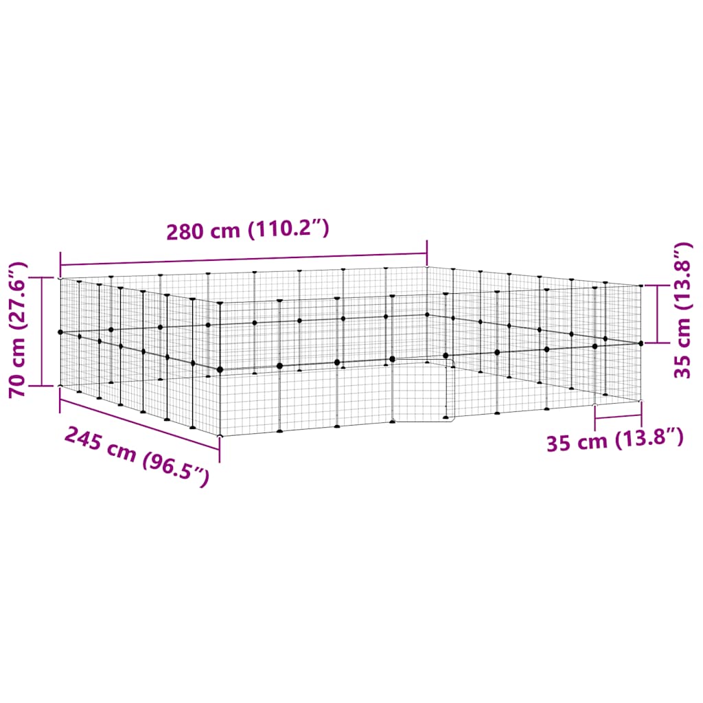 60-Panel Pet Cage with Door Black 280x245x70 cm Steel
