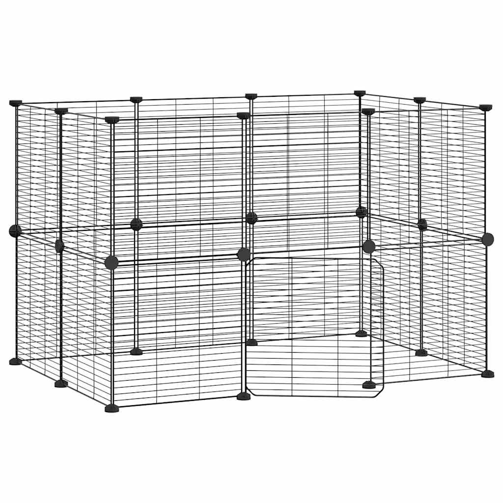 20-Panel Pet Cage with Door Black 35x35 cm Steel