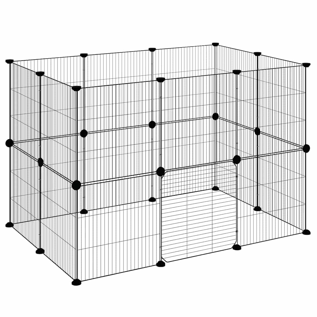 20-Panel Pet Cage with Door Black 105x70x70 cm Steel
