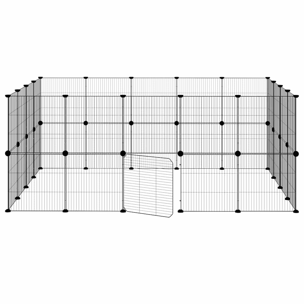36-Panel Pet Cage with Door Black 175x140x70 cm Steel