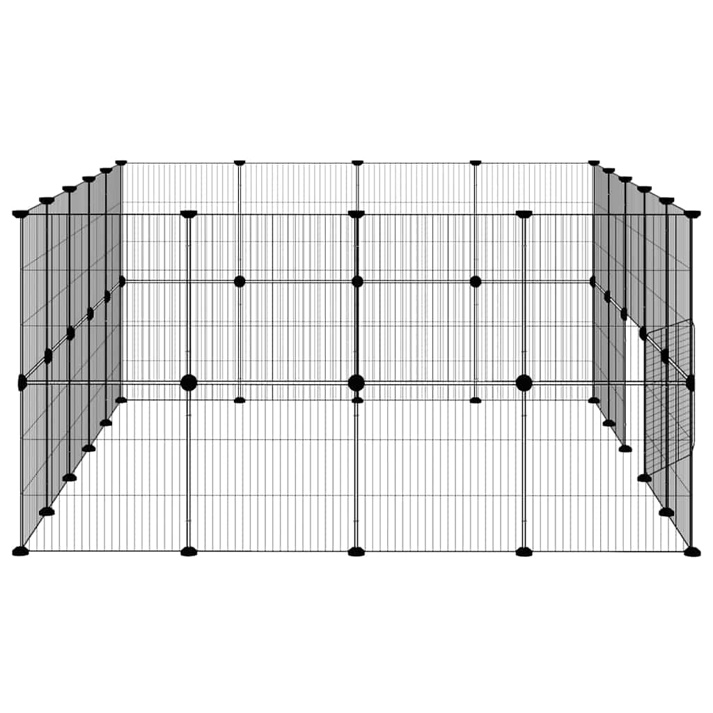36-Panel Pet Cage with Door Black 175x140x70 cm Steel