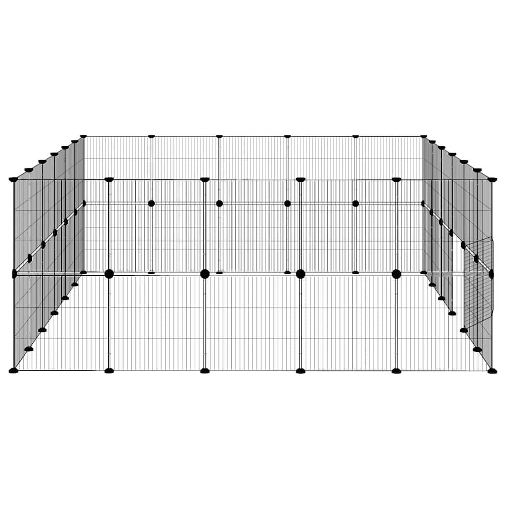 44-Panel Pet Cage with Door Black 210x175x70 cm Steel