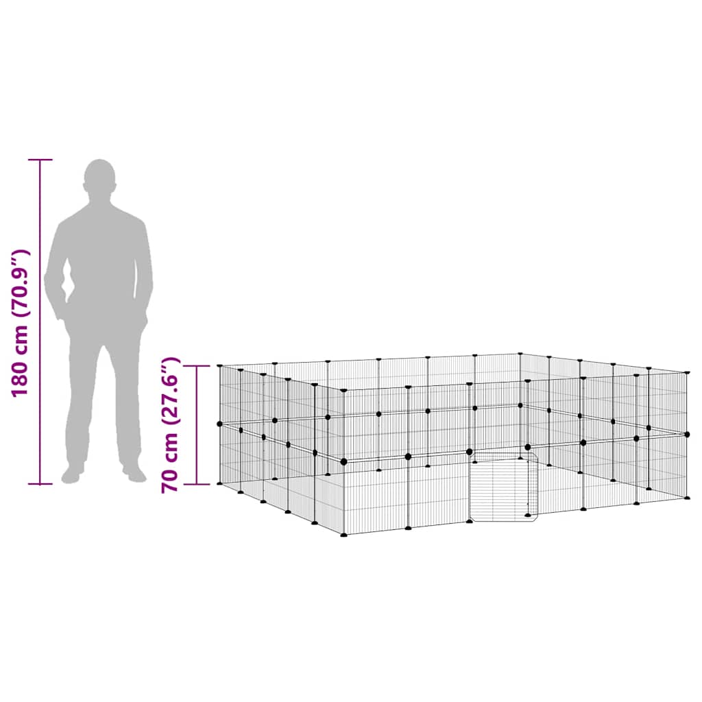 44-Panel Pet Cage with Door Black 210x175x70 cm Steel