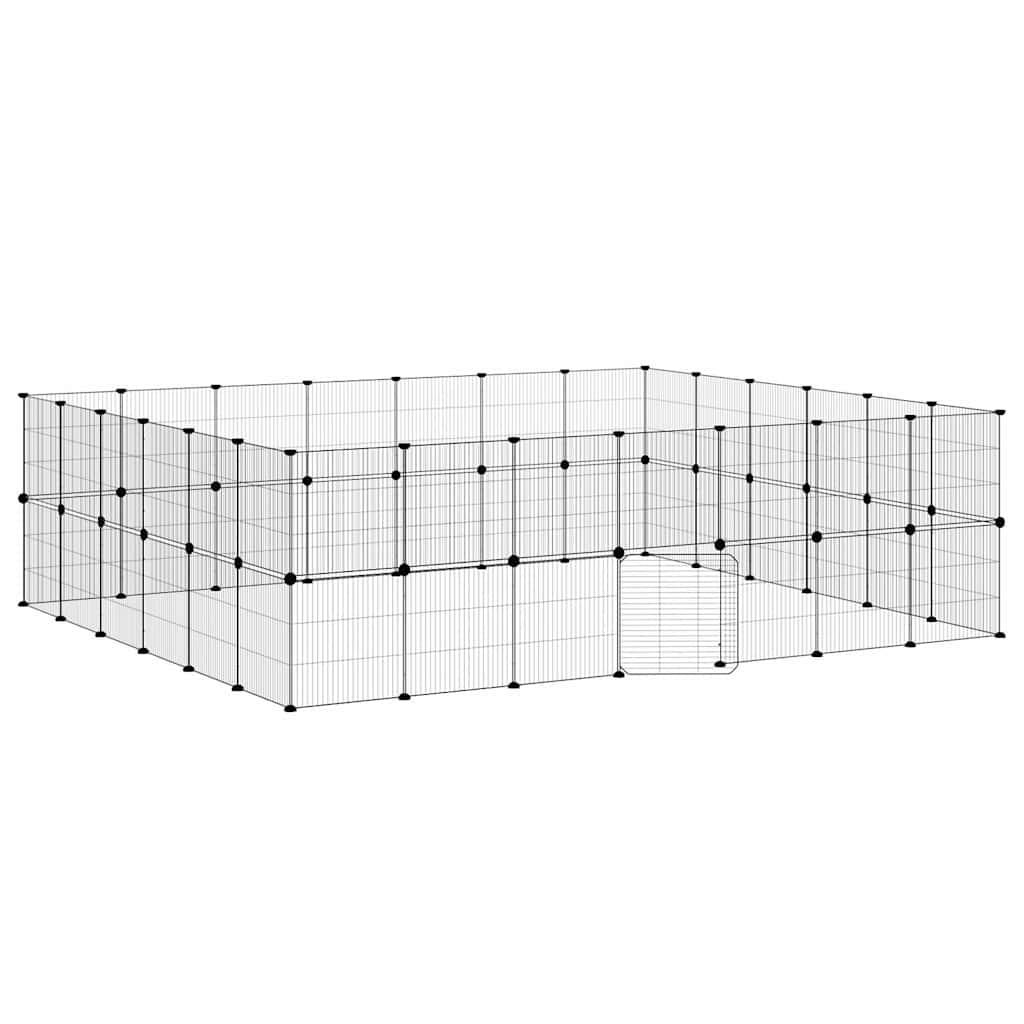 52-Panel Pet Cage with Door Black 245x210x70 cm Steel