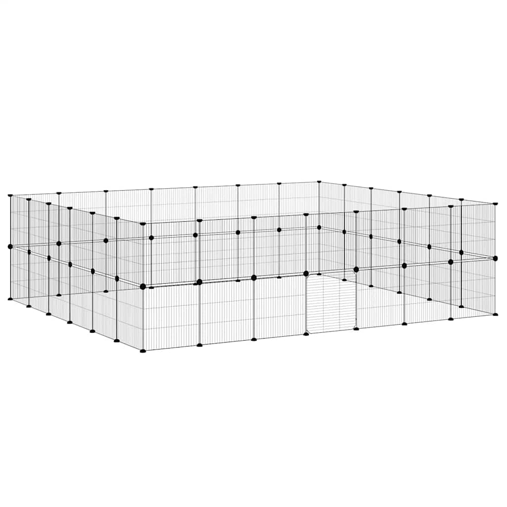 52-Panel Pet Cage with Door Black 245x210x70 cm Steel