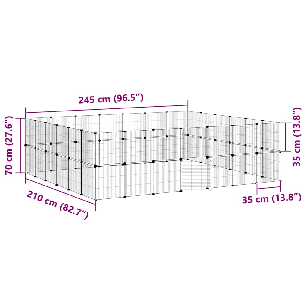 52-Panel Pet Cage with Door Black 245x210x70 cm Steel