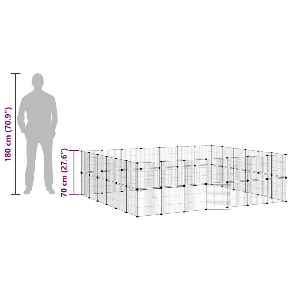 52-Panel Pet Cage with Door Black 245x210x70 cm Steel