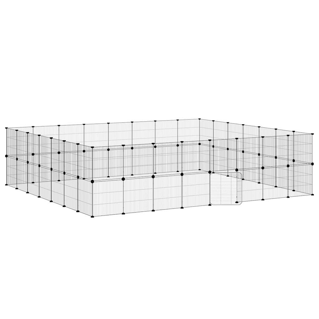 60-Panel Pet Cage with Door Black 280x245x70 cm Steel