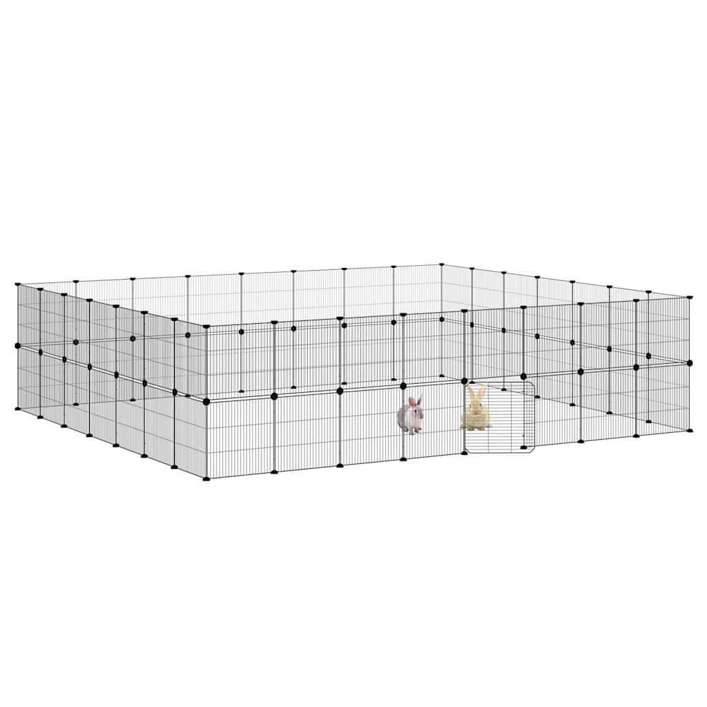 60-Panel Pet Cage with Door Black 280x245x70 cm Steel
