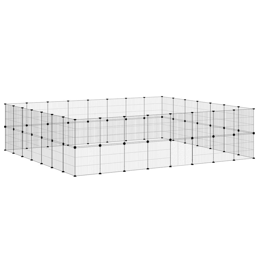 60-Panel Pet Cage with Door Black 280x245x70 cm Steel