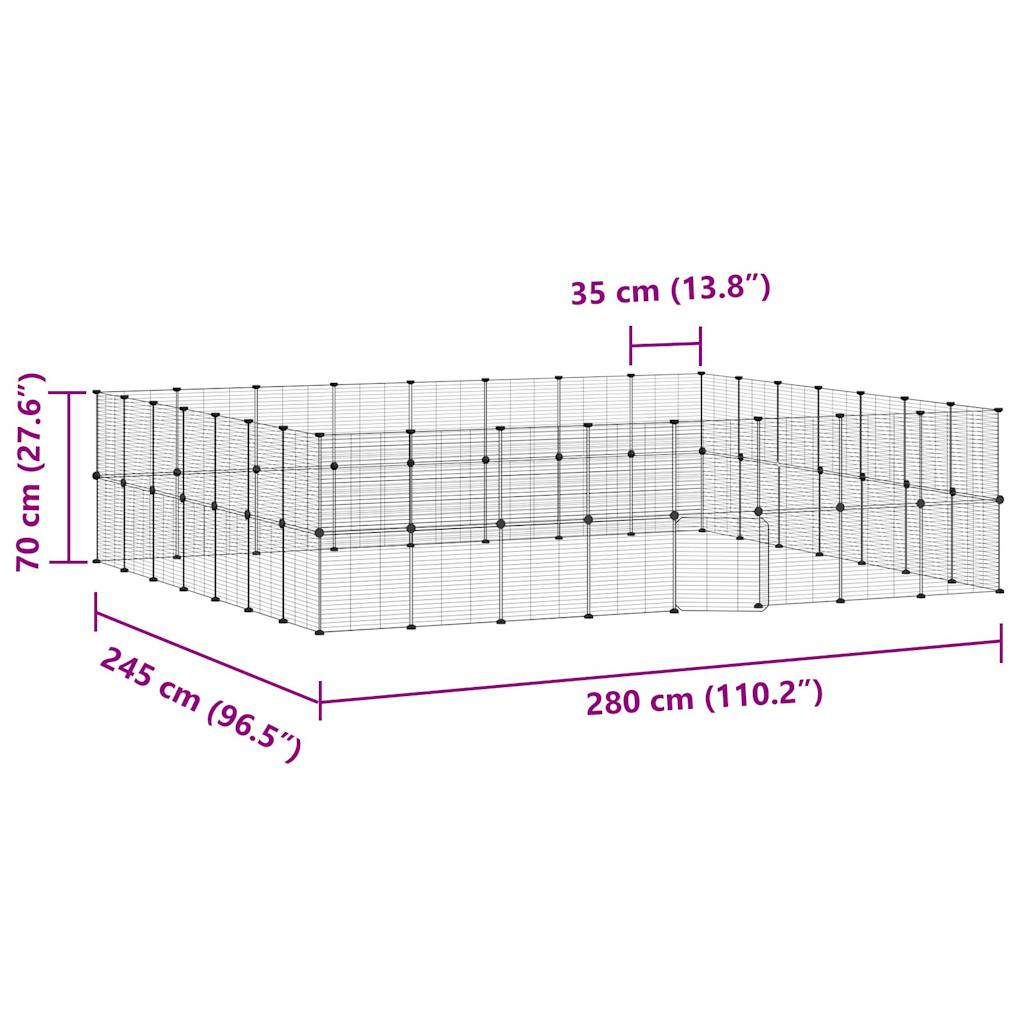 60-Panel Pet Cage with Door Black 35x35 cm Steel