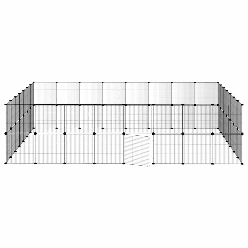 60-Panel Pet Cage with Door Black 280x245x70 cm Steel