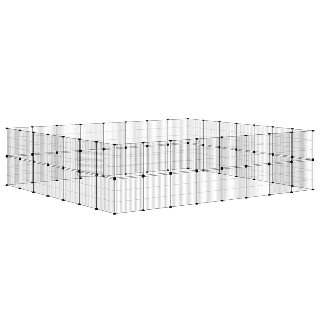60-Panel Pet Cage with Door Black 280x245x70 cm Steel
