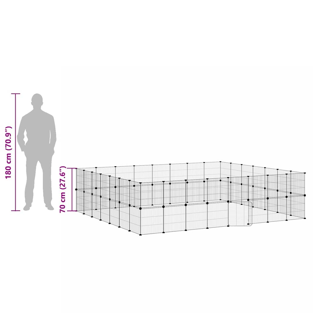 60-Panel Pet Cage with Door Black 280x245x70 cm Steel