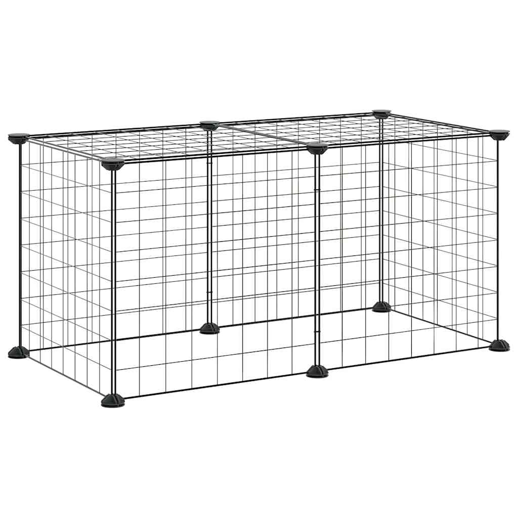 8-Panel Pet Cage Black 70x35x35 cm Steel