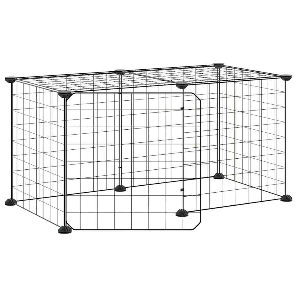 8-Panel Pet Cage with Door Black 70x35x35 cm Steel