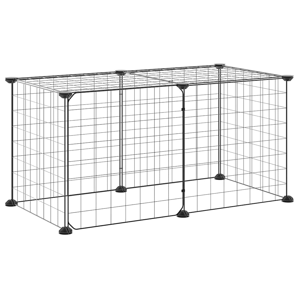 8-Panel Pet Cage with Door Black 70x35x35 cm Steel