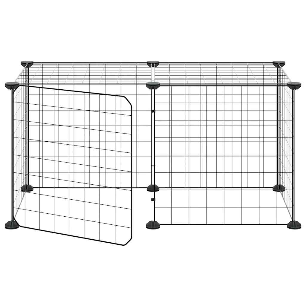 8-Panel Pet Cage with Door Black 70x35x35 cm Steel