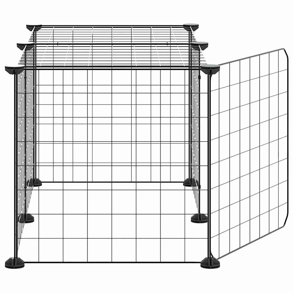 8-Panel Pet Cage with Door Black 70x35x35 cm Steel