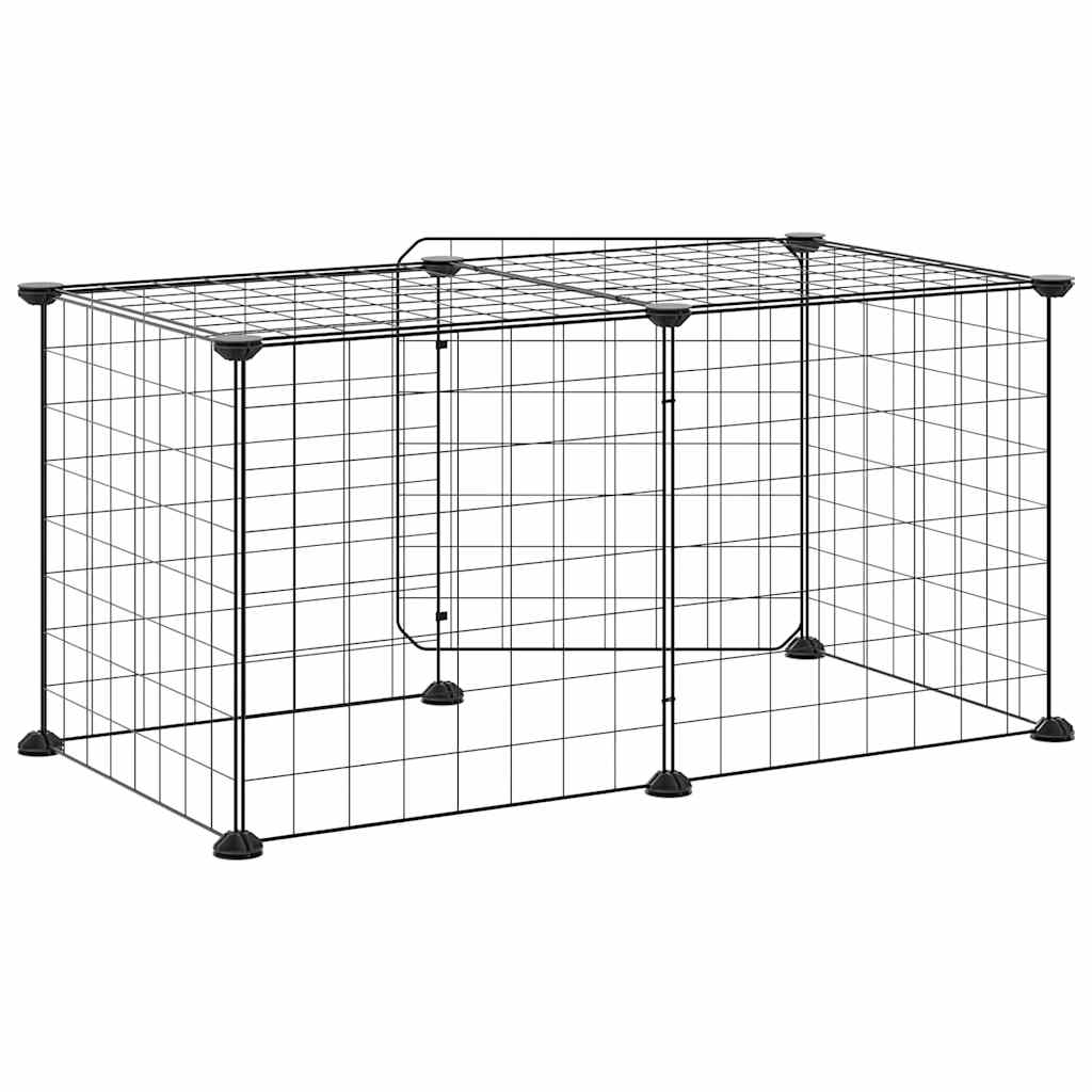 8-Panel Pet Cage with Door Black 70x35x35 cm Steel