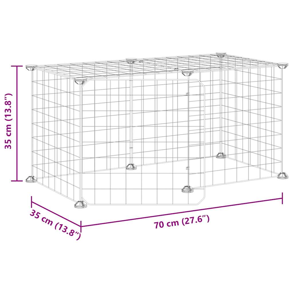 8-Panel Pet Cage with Door Black 70x35x35 cm Steel