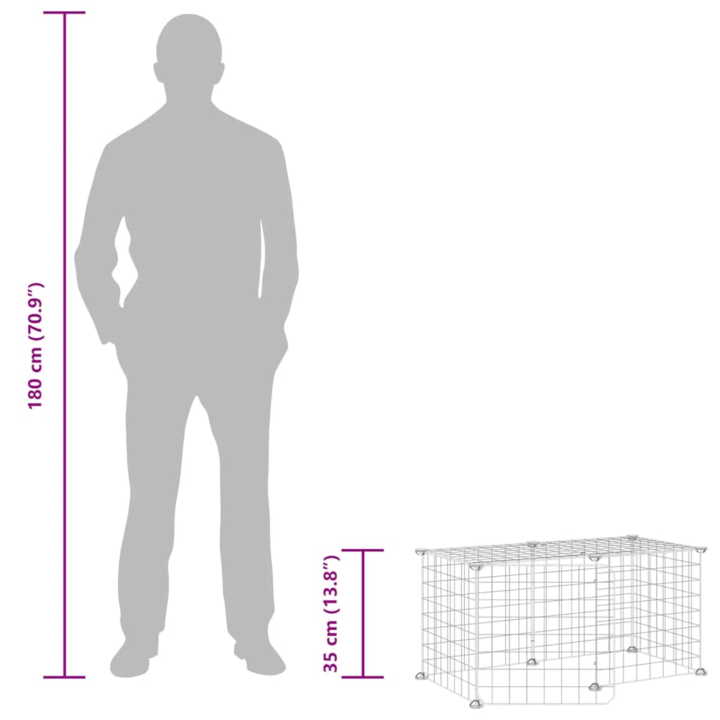 8-Panel Pet Cage with Door Black 70x35x35 cm Steel