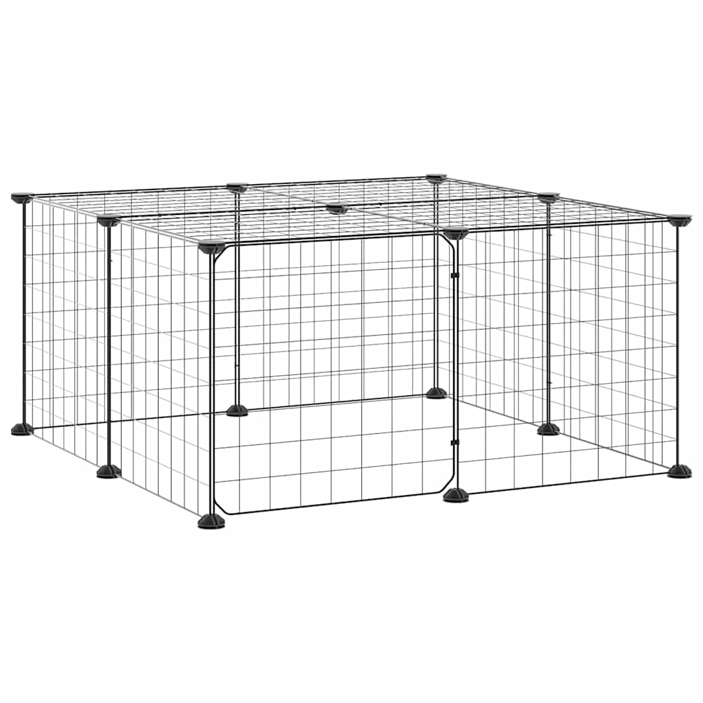 12-Panel Pet Cage with Door Black 70x70x35 cm Steel