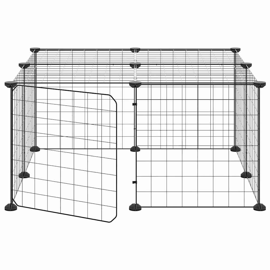 12-Panel Pet Cage with Door Black 70x70x35 cm Steel