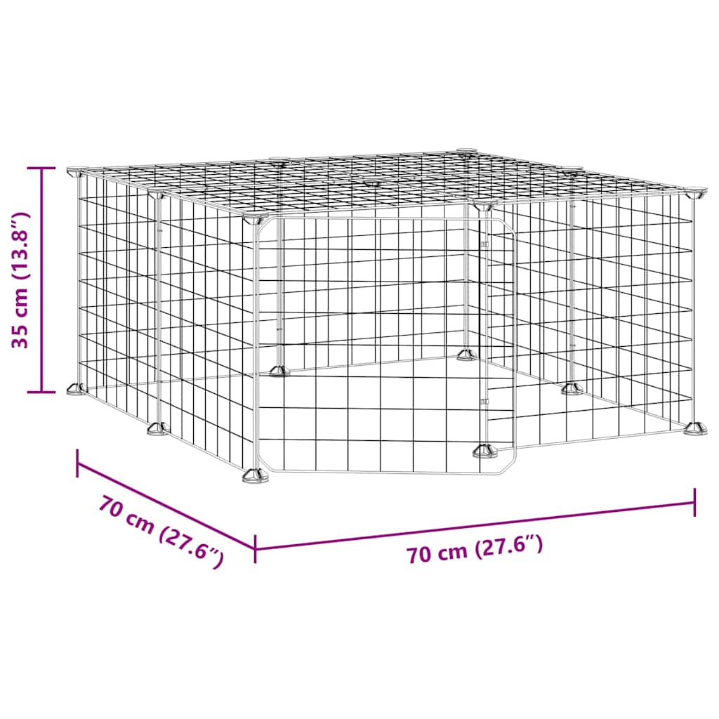 12-Panel Pet Cage with Door Black 70x70x35 cm Steel