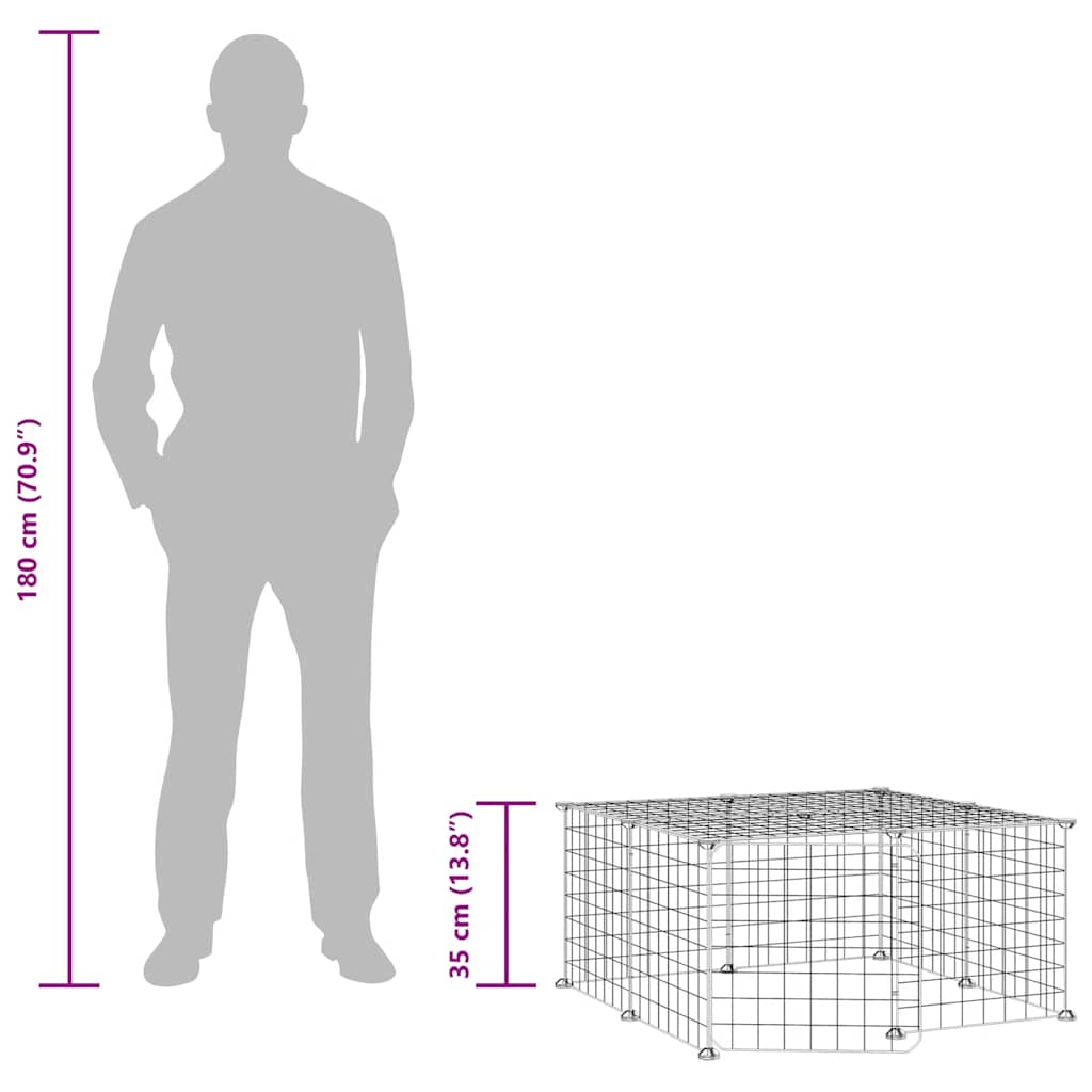 12-Panel Pet Cage with Door Black 70x70x35 cm Steel