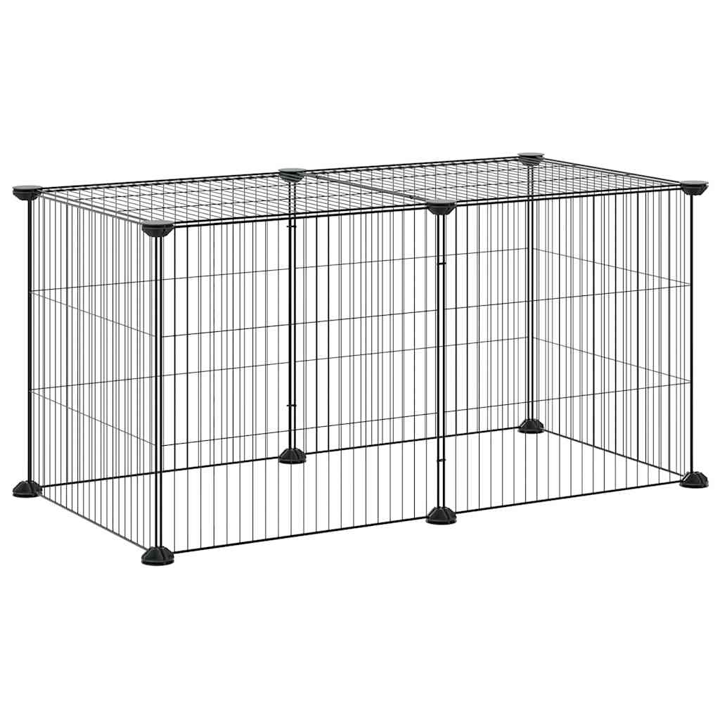8-Panel Pet Cage Black 70x35x35 cm Steel