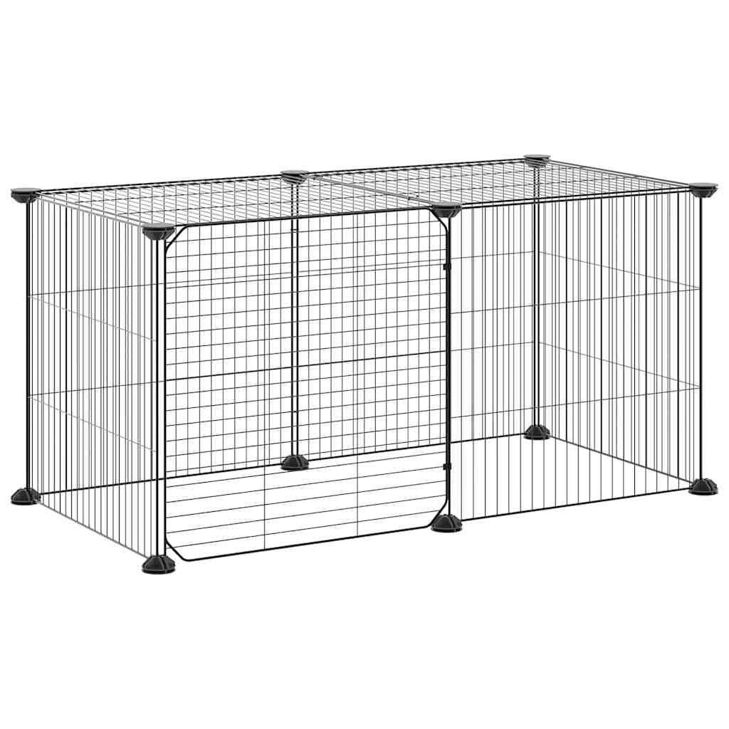 8-Panel Pet Cage with Door Black 70x35x35 cm Steel