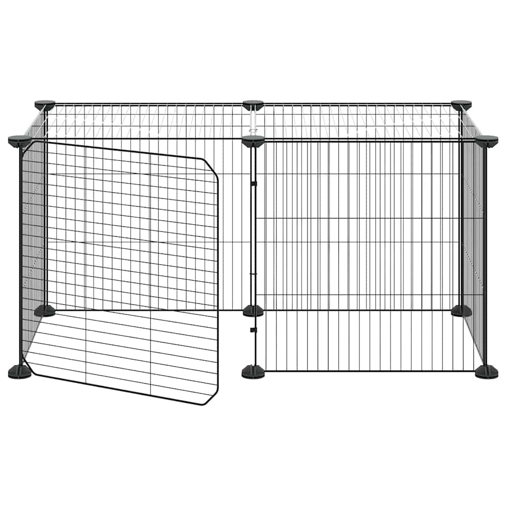 8-Panel Pet Cage with Door Black 70x35x35 cm Steel