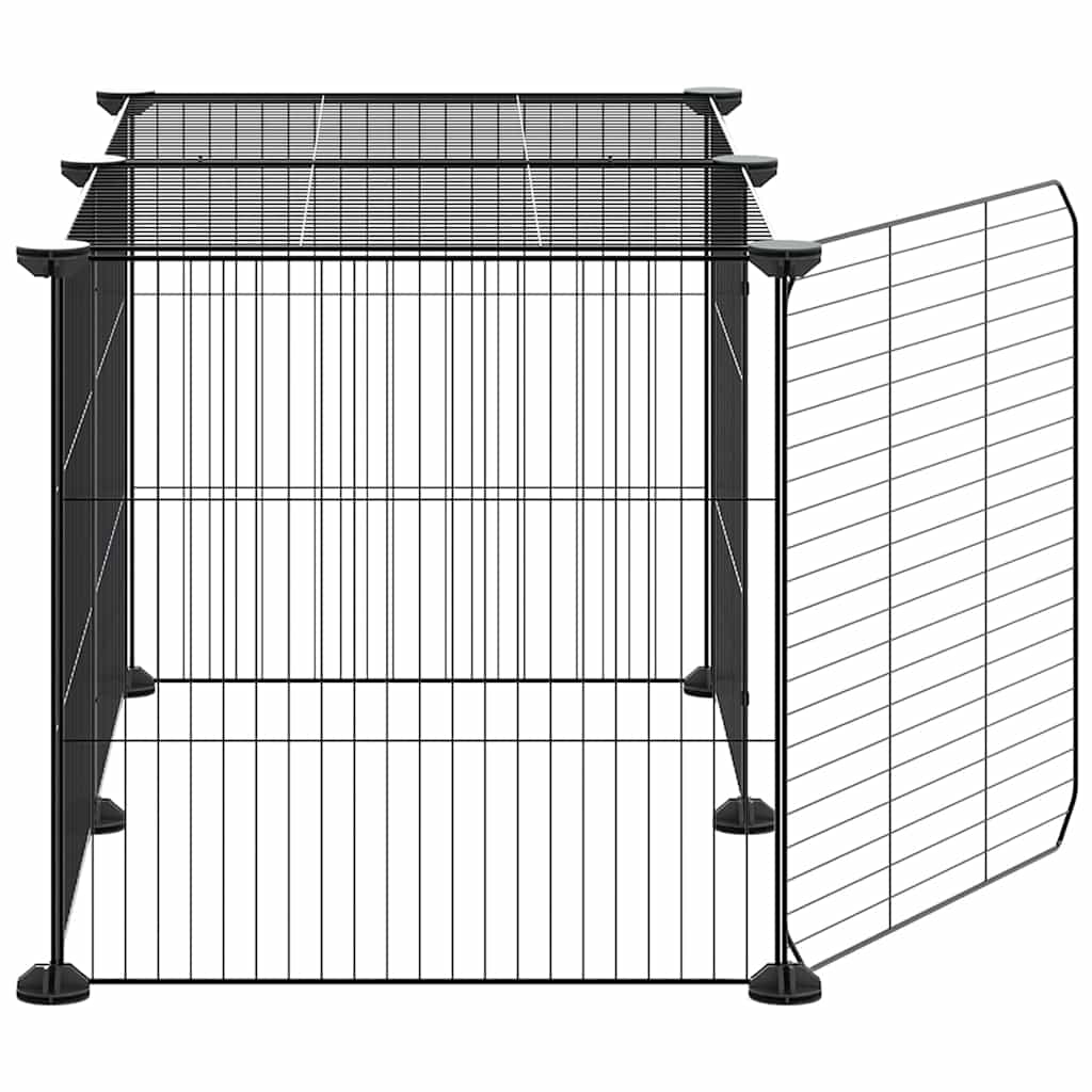 8-Panel Pet Cage with Door Black 70x35x35 cm Steel