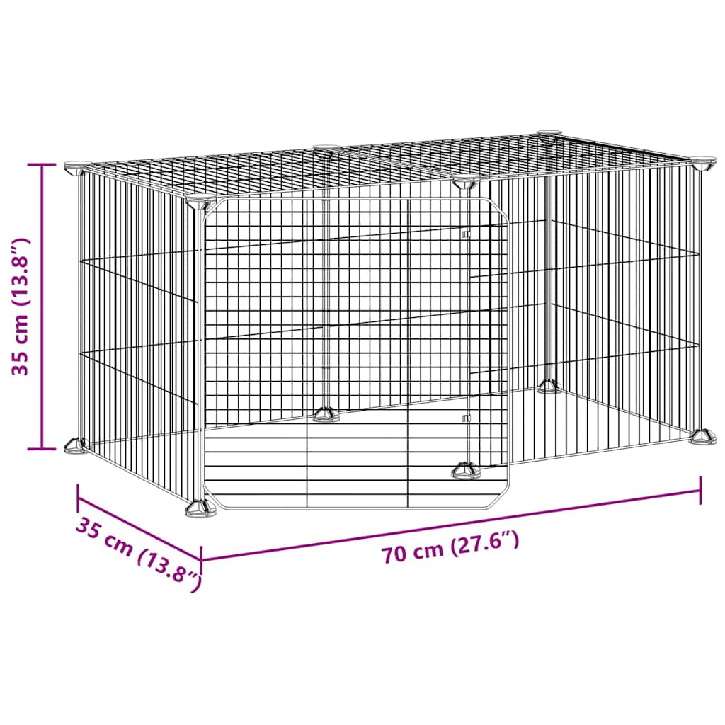 8-Panel Pet Cage with Door Black 70x35x35 cm Steel