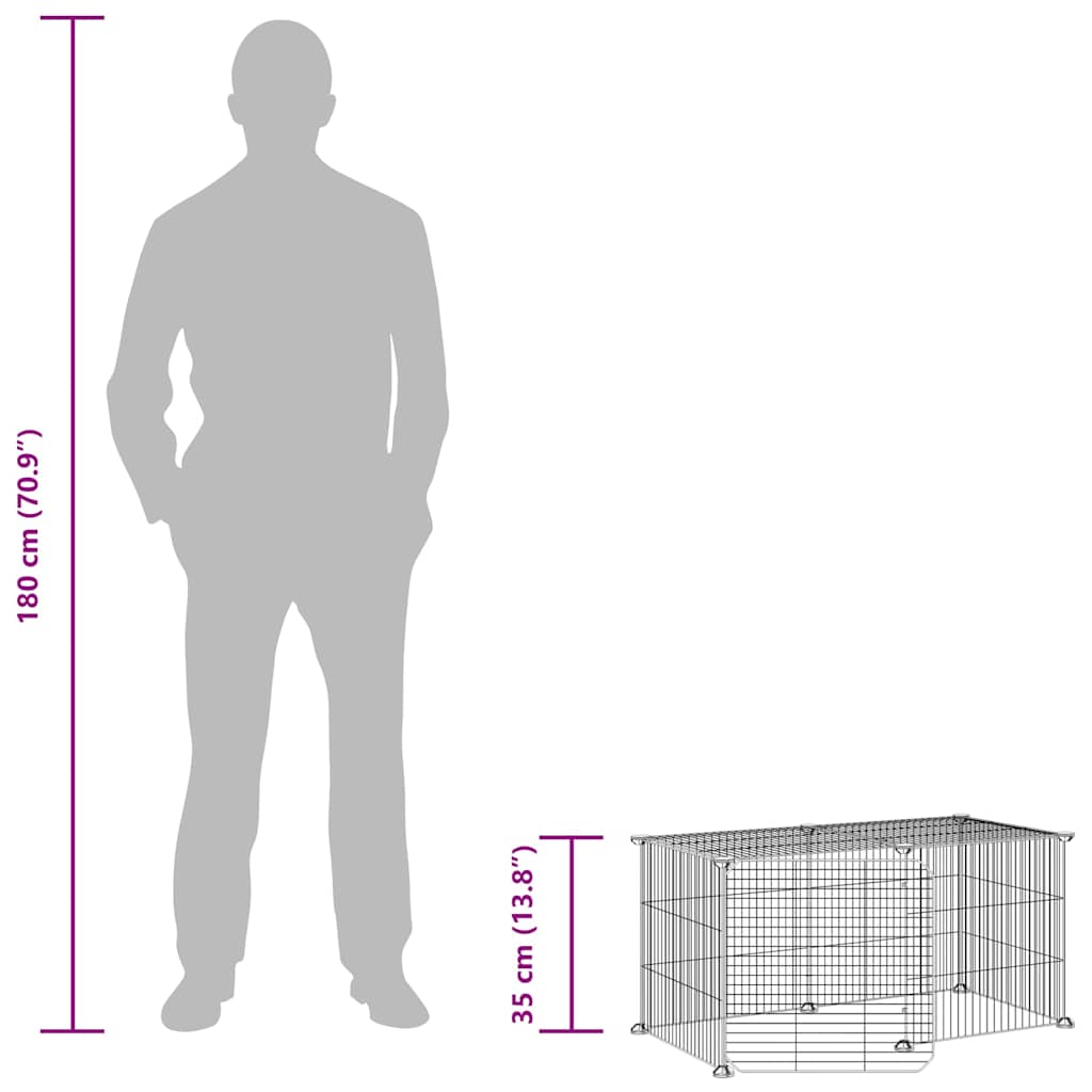 8-Panel Pet Cage with Door Black 70x35x35 cm Steel