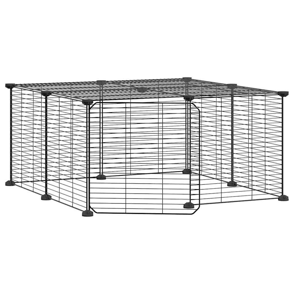 12-Panel Pet Cage with Door Black 35x35 cm Steel