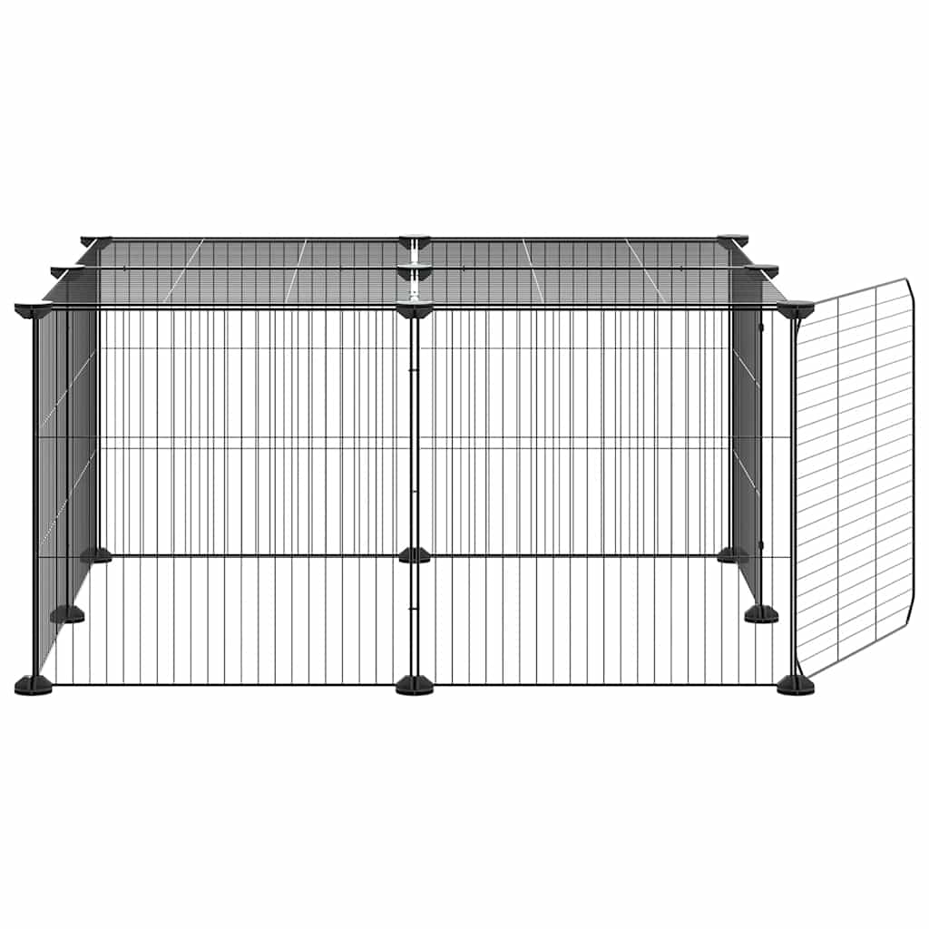 12-Panel Pet Cage with Door Black 70x70x35 cm Steel
