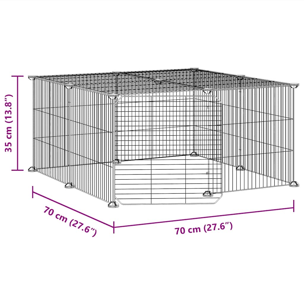 12-Panel Pet Cage with Door Black 70x70x35 cm Steel