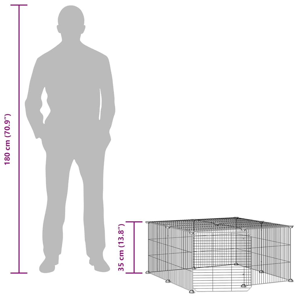 12-Panel Pet Cage with Door Black 70x70x35 cm Steel