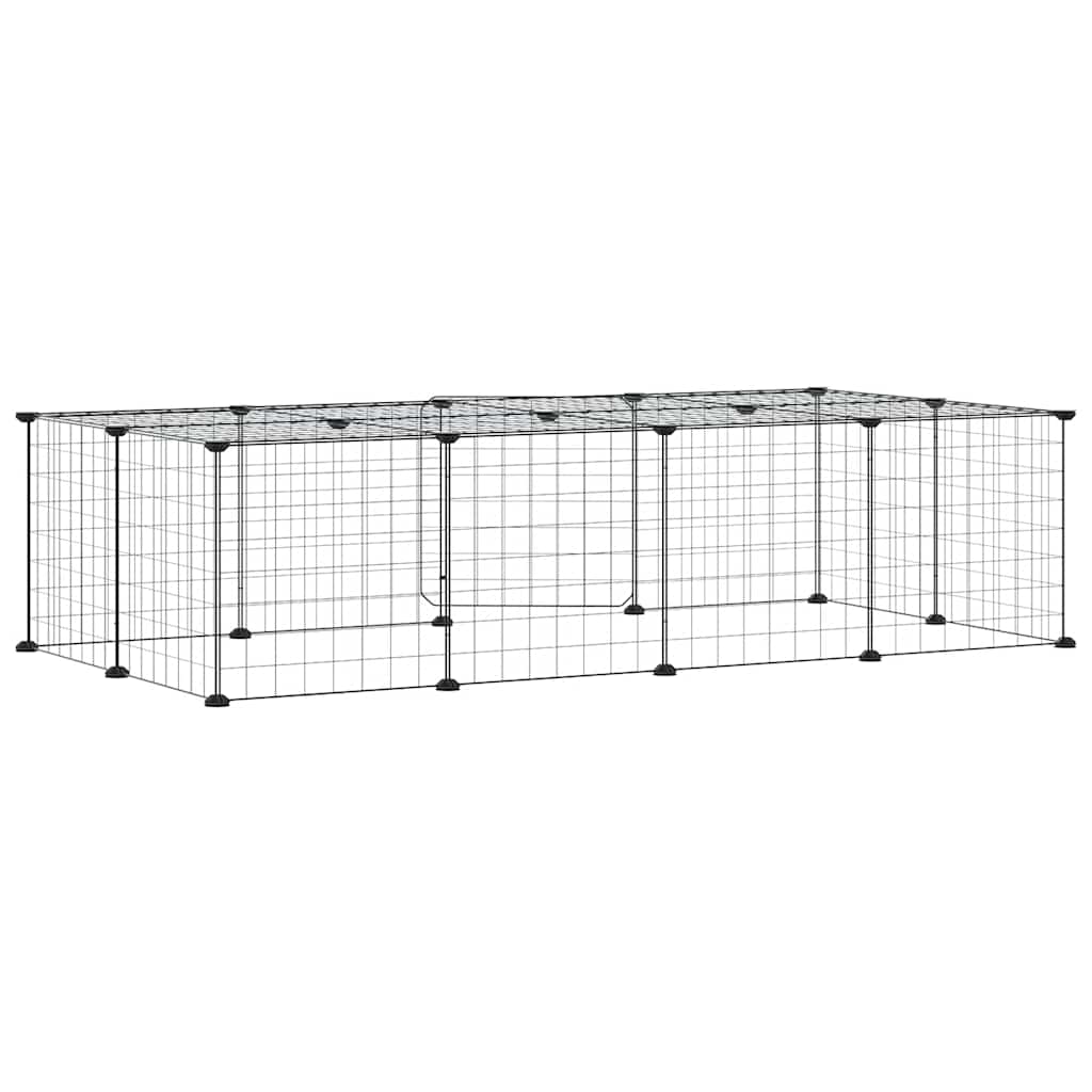 20-Panel Pet Cage with Door Black 140x70x35 cm Steel