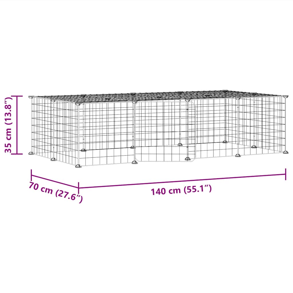 20-Panel Pet Cage with Door Black 140x70x35 cm Steel