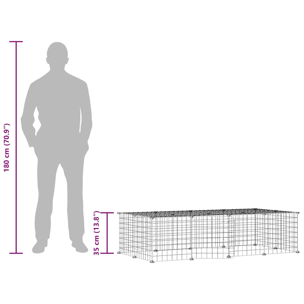 20-Panel Pet Cage with Door Black 140x70x35 cm Steel